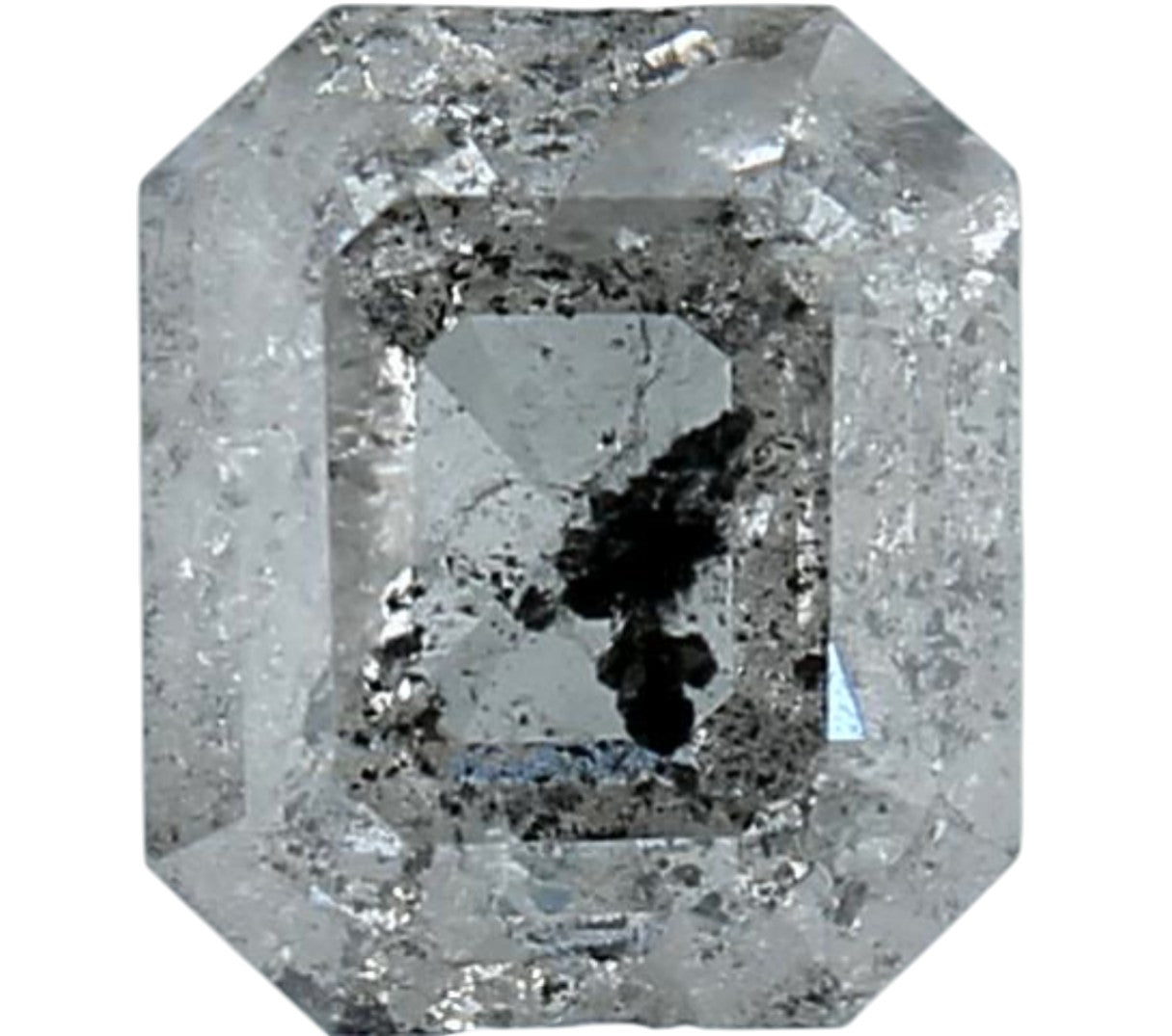 2.04 Carat Emerald Cut Salt & Pepper Diamond | Raw Smoke Grey Loose Stone | Modern Alternative Diamond for Geometric Engagement Ring