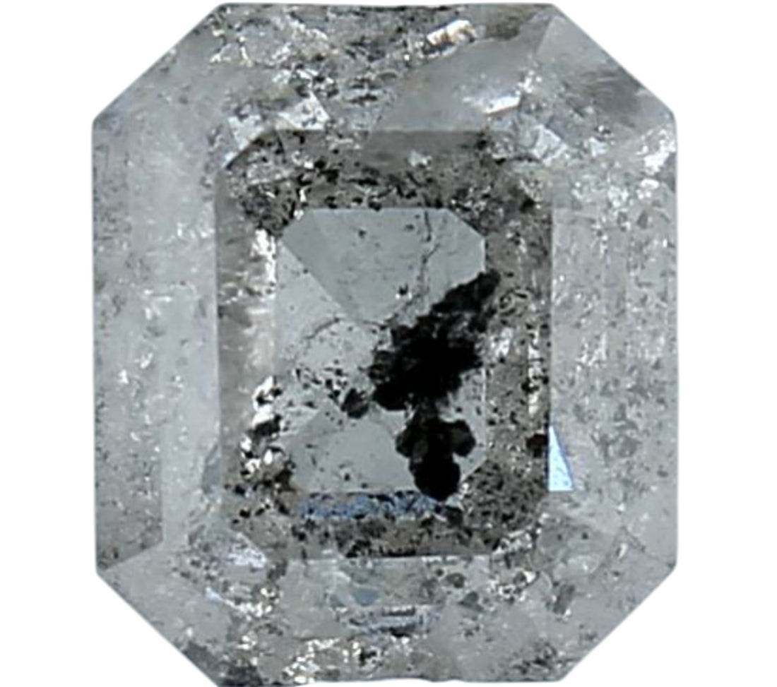 2.04 Carat Emerald Cut Salt & Pepper Diamond | Raw Smoke Grey Loose Stone | Modern Alternative Diamond for Geometric Engagement Ring