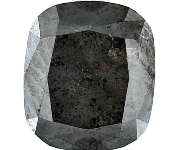 2.50 Ct Natural Gray Cushion Diamond, Salt and Pepper Loose Diamond for Unique Ring, Square Grey Diamond
