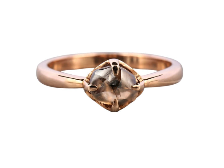 Raw Diamond Ring, 14K Gold Engagement Ring, Natural Brown Rough Diamond Ring, Gift for Her