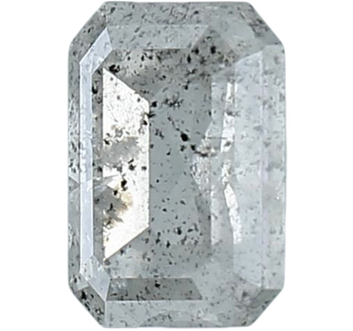 1.46 Carat Salt and Pepper Emerald Diamond, Natural Galaxy Grey Loose Stone, Rustic Raw Look Diamond for Custom Engagement Ring, Earth Mined