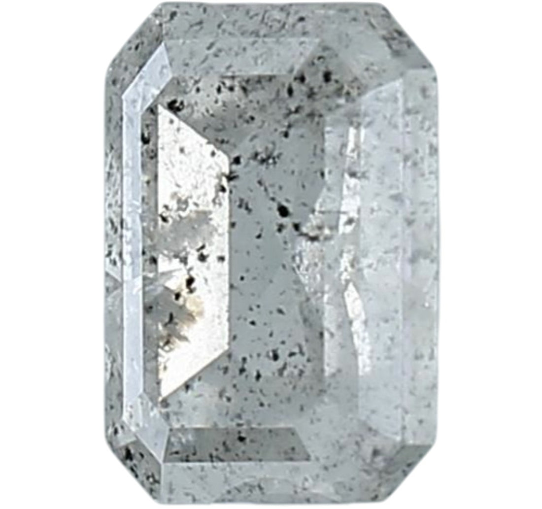 1.46 Carat Salt and Pepper Emerald Diamond, Natural Galaxy Grey Loose Stone, Rustic Raw Look Diamond for Custom Engagement Ring, Earth Mined
