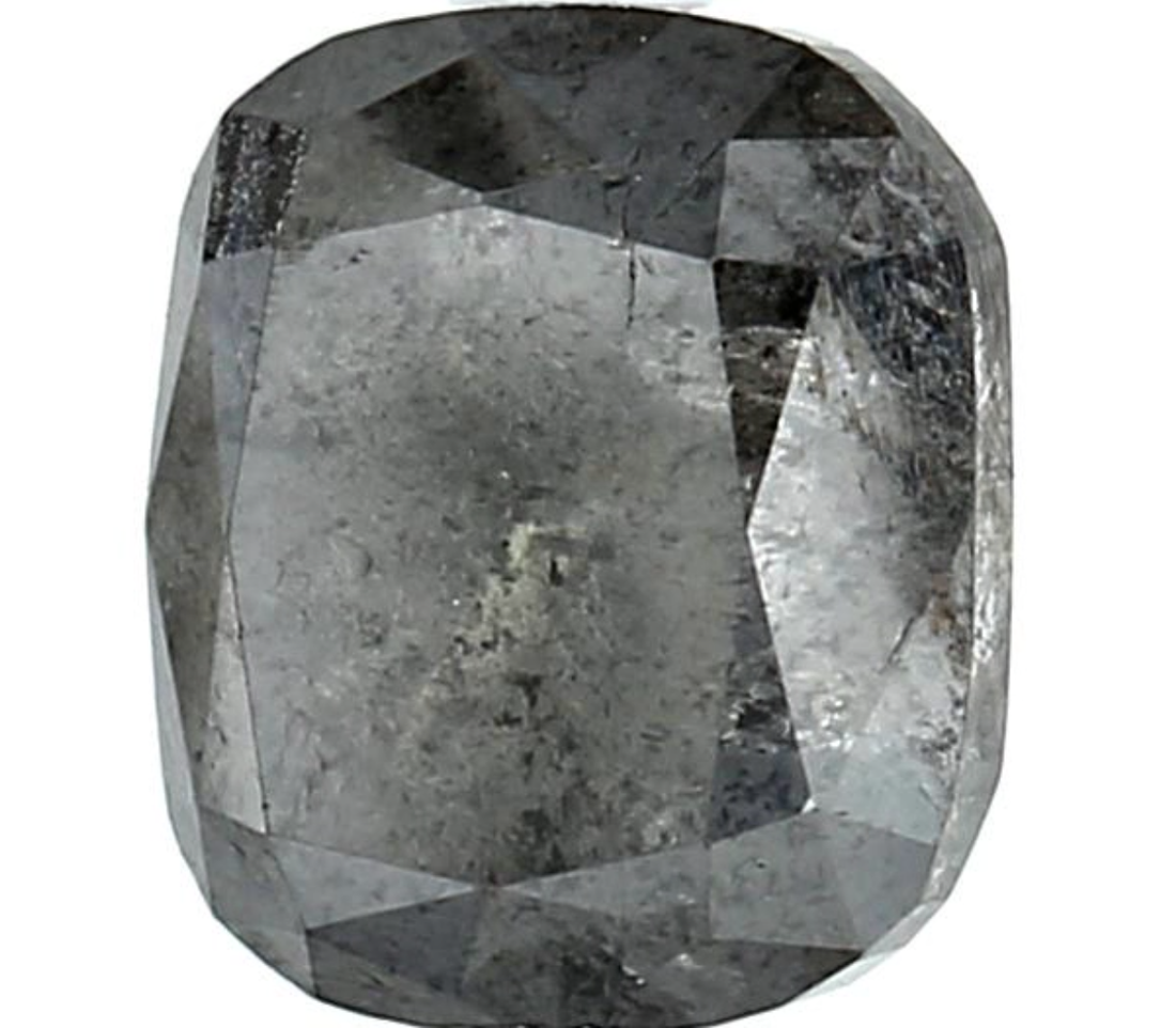2.50 Ct Natural Gray Cushion Diamond, Salt and Pepper Loose Diamond for Unique Ring, Square Grey Diamond