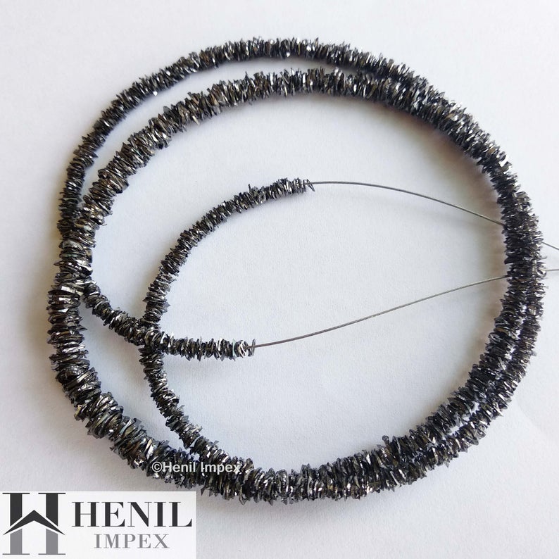 22.00 Ct Fancy Black Raw Diamond Rings, Beautiful Bangle Cut Loose Rough Diamond 16" Strand Necklace Chain