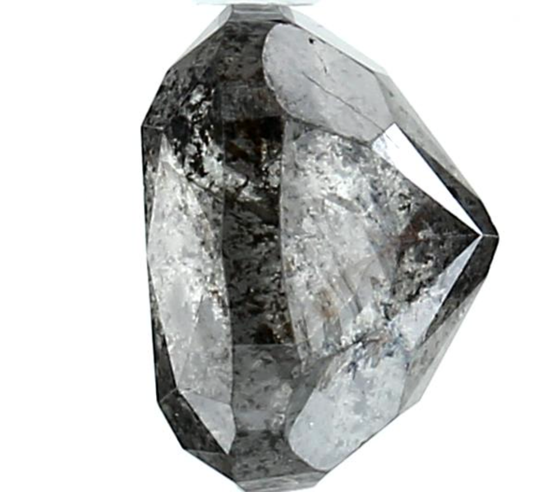 2.50 Ct Natural Gray Cushion Diamond, Salt and Pepper Loose Diamond for Unique Ring, Square Grey Diamond