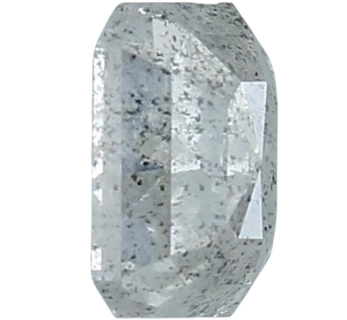 1.46 Carat Salt and Pepper Emerald Diamond, Natural Galaxy Grey Loose Stone, Rustic Raw Look Diamond for Custom Engagement Ring, Earth Mined