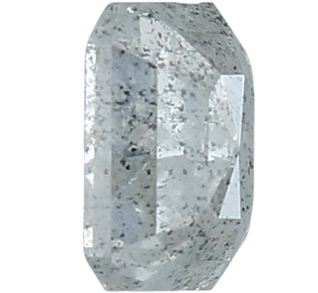 1.46 Carat Salt and Pepper Emerald Diamond, Natural Galaxy Grey Loose Stone, Rustic Raw Look Diamond for Custom Engagement Ring, Earth Mined