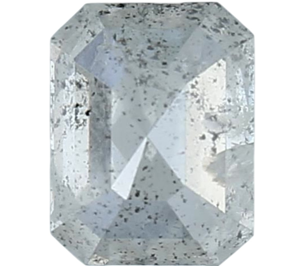 1.46 Carat Salt and Pepper Emerald Diamond, Natural Galaxy Grey Loose Stone, Rustic Raw Look Diamond for Custom Engagement Ring, Earth Mined