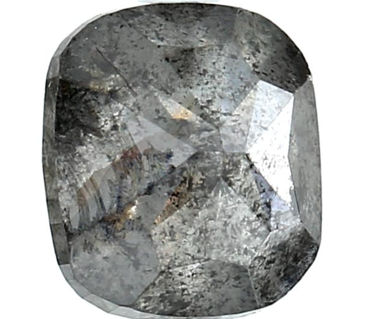 2.50 Ct Natural Gray Cushion Diamond, Salt and Pepper Loose Diamond for Unique Ring, Square Grey Diamond
