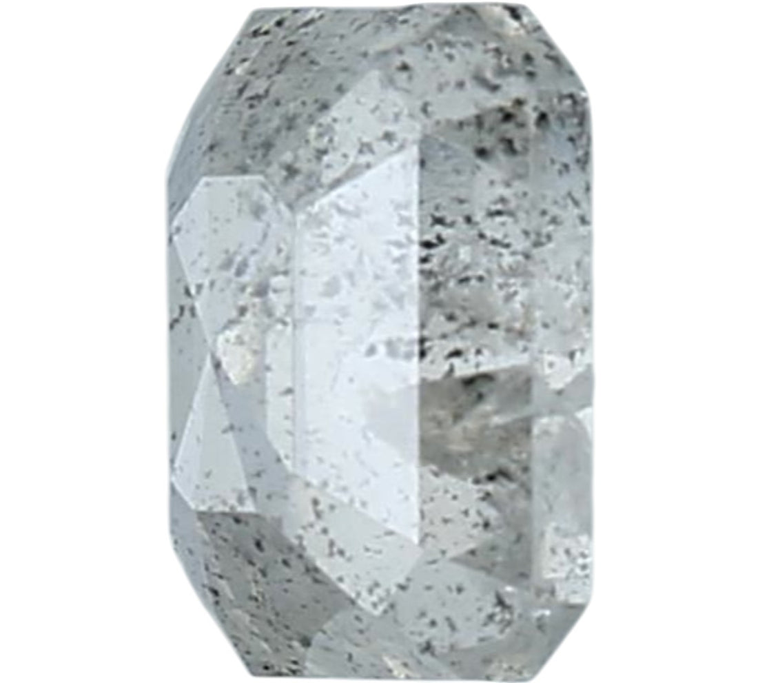 1.46 Carat Salt and Pepper Emerald Diamond, Natural Galaxy Grey Loose Stone, Rustic Raw Look Diamond for Custom Engagement Ring, Earth Mined