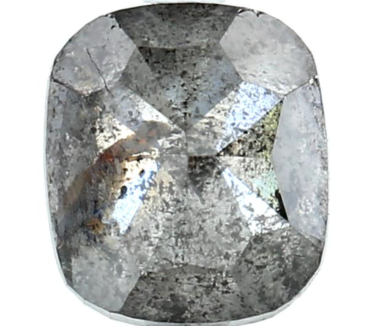 2.50 Ct Natural Gray Cushion Diamond, Salt and Pepper Loose Diamond for Unique Ring, Square Grey Diamond