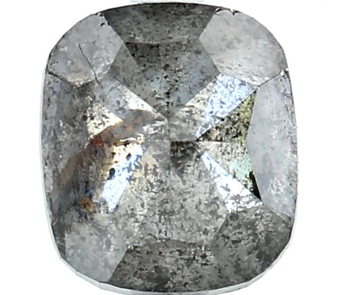2.50 Ct Natural Gray Cushion Diamond, Salt and Pepper Loose Diamond for Unique Ring, Square Grey Diamond