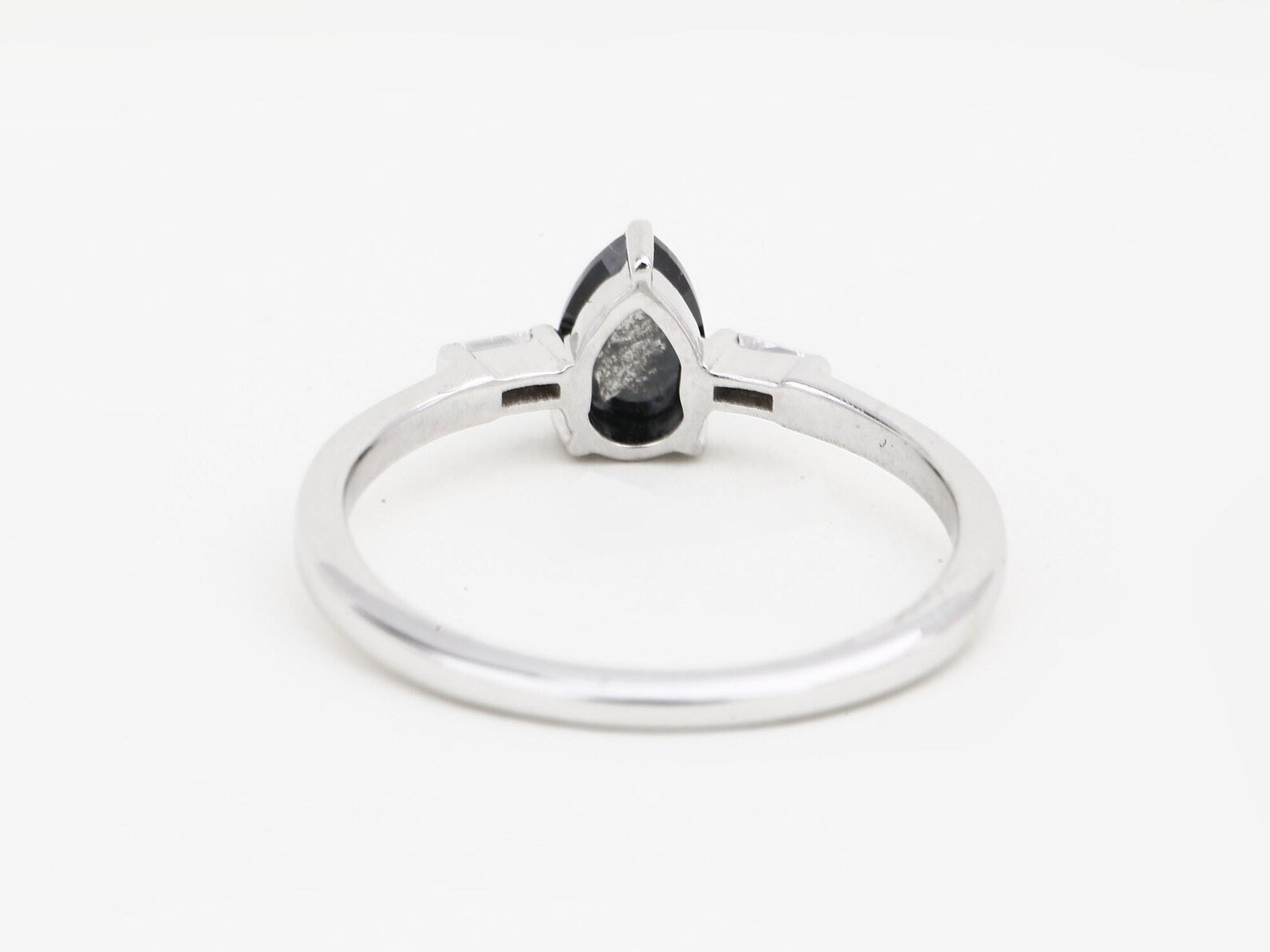 Salt and Pepper Diamond Ring, 14K Gold Engagement Ring, Natural Pear Gray Diamond Ring, Gift for Women