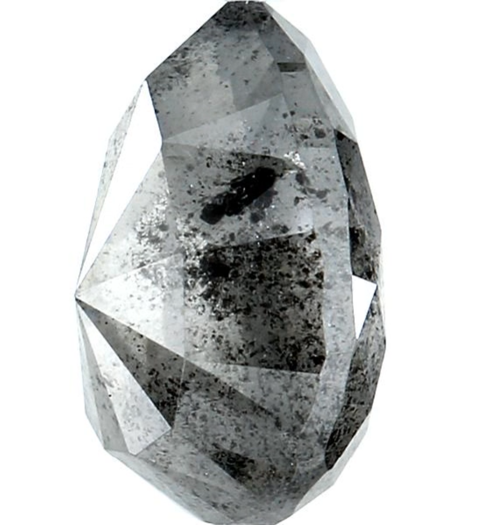 Salt and Pepper Diamond, 3.36 Ct Natural Gray Color Pear Cut Loose Diamonds for Engagement Ring
