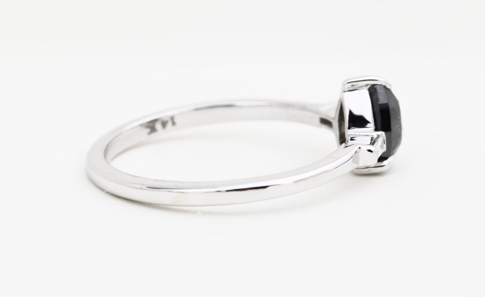 Salt and Pepper Diamond Ring, 14K Gold Engagement Ring, Natural Pear Gray Diamond Ring, Gift for Women