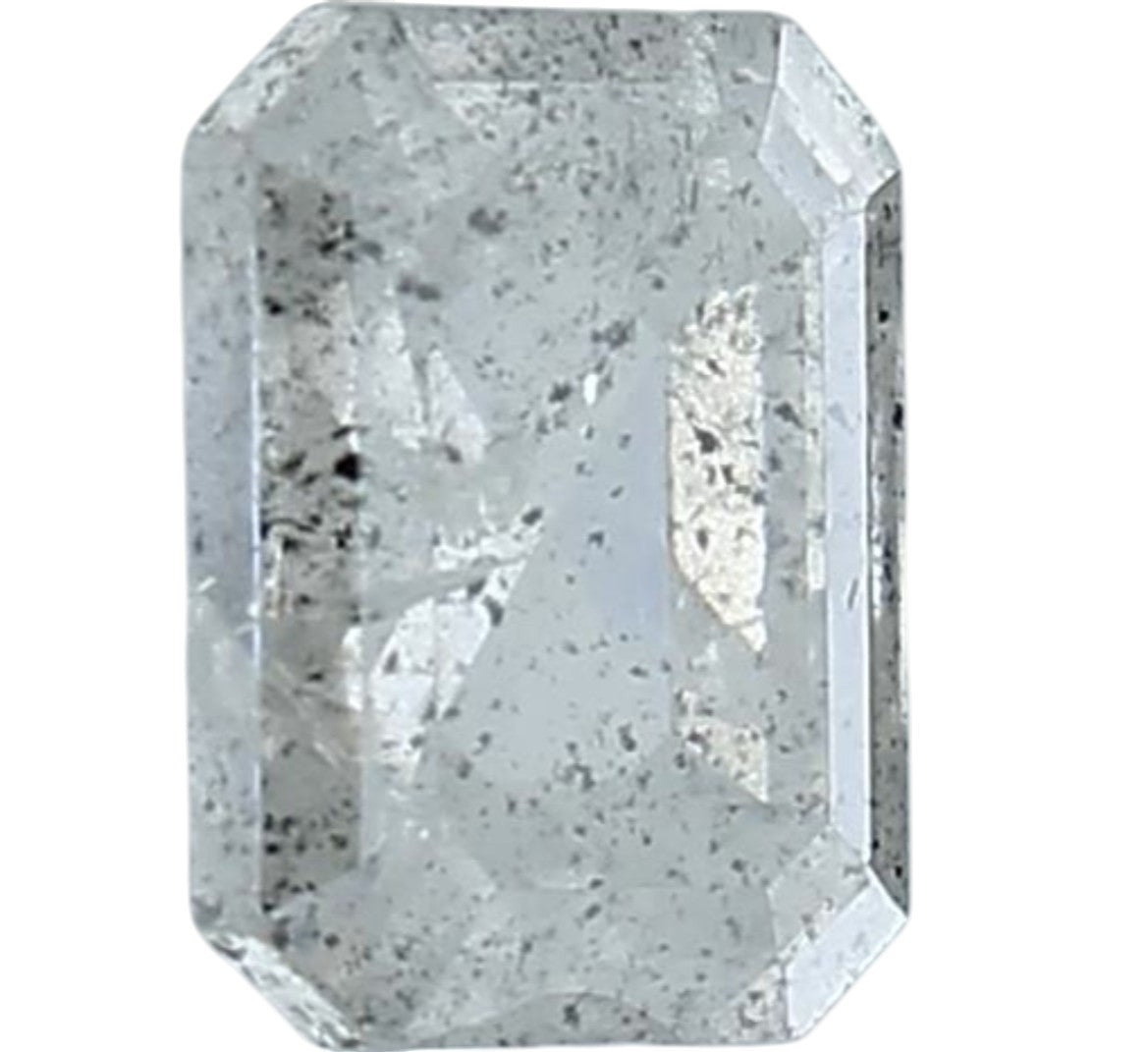 1.46 Carat Salt and Pepper Emerald Diamond, Natural Galaxy Grey Loose Stone, Rustic Raw Look Diamond for Custom Engagement Ring, Earth Mined
