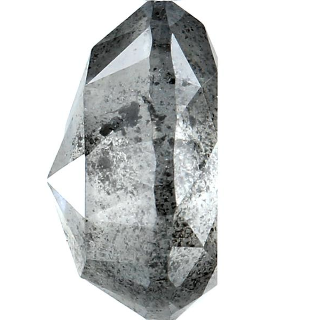Salt and Pepper Diamond, 3.36 Ct Natural Gray Color Pear Cut Loose Diamonds for Engagement Ring