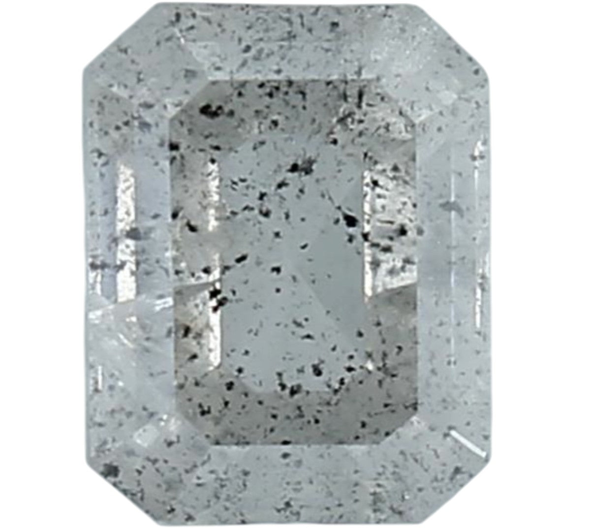 1.46 Carat Salt and Pepper Emerald Diamond, Natural Galaxy Grey Loose Stone, Rustic Raw Look Diamond for Custom Engagement Ring, Earth Mined