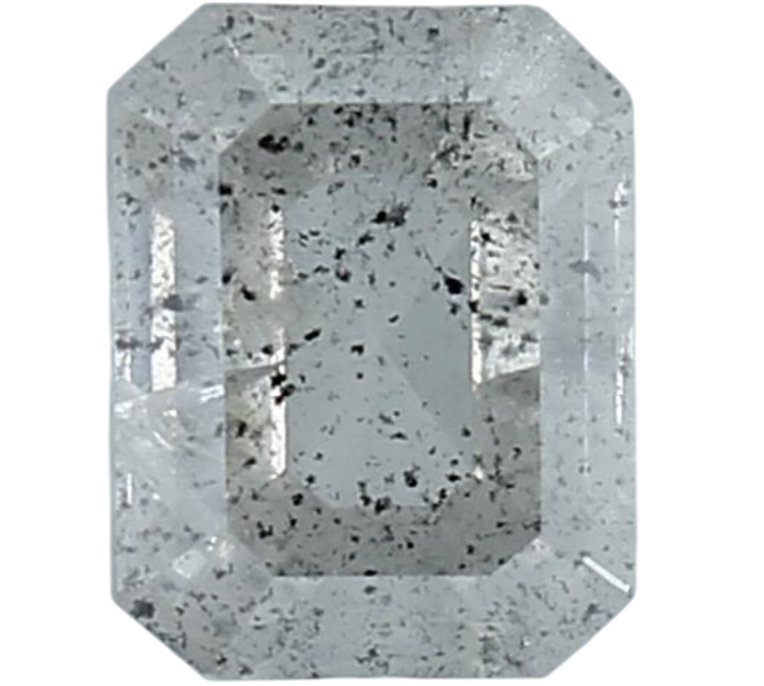 1.46 Carat Salt and Pepper Emerald Diamond, Natural Galaxy Grey Loose Stone, Rustic Raw Look Diamond for Custom Engagement Ring, Earth Mined