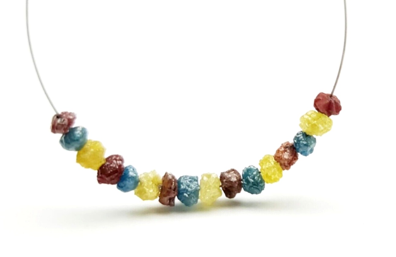 2.00 Ct Lot 1.50-2.50 MM Natural Red Yellow Blue Color Raw Rough Loose Diamond Beads with Drilled Hole