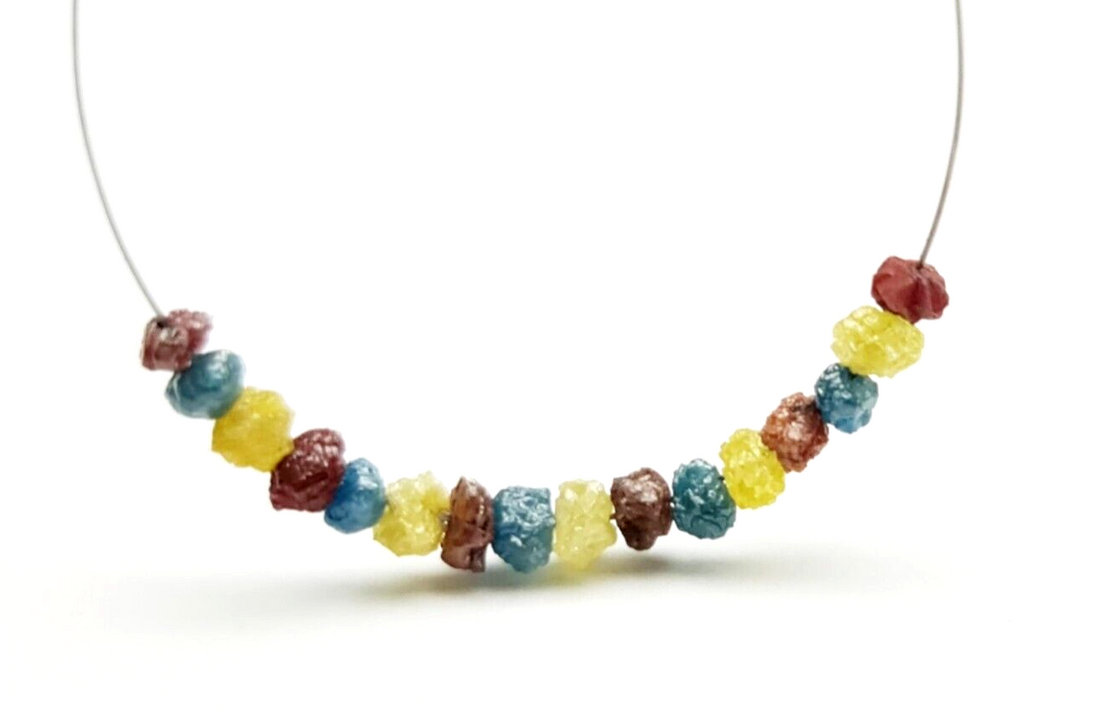 5.00 Ct Lot 1.50-2.50 MM Natural Red Yellow Blue Color Raw Rough Loose Diamond Beads with Drilled Hole