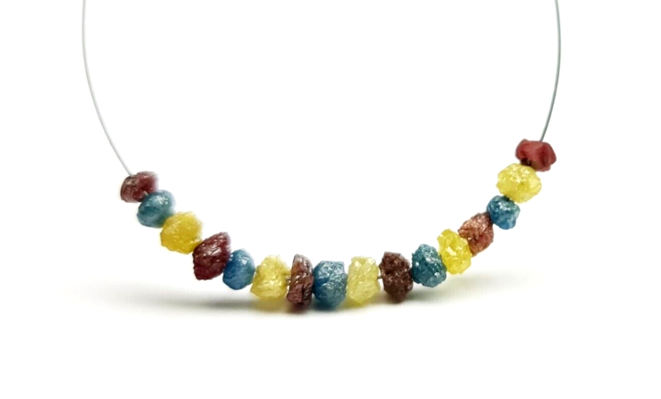 2.00 Ct Lot 1.50-2.50 MM Natural Red Yellow Blue Color Raw Rough Loose Diamond Beads with Drilled Hole