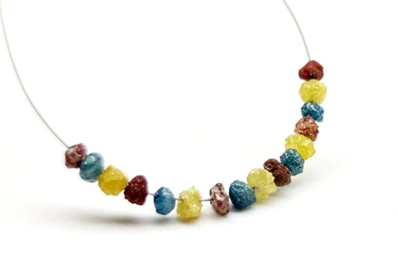 2.00 Ct Lot 1.50-2.50 MM Natural Red Yellow Blue Color Raw Rough Loose Diamond Beads with Drilled Hole