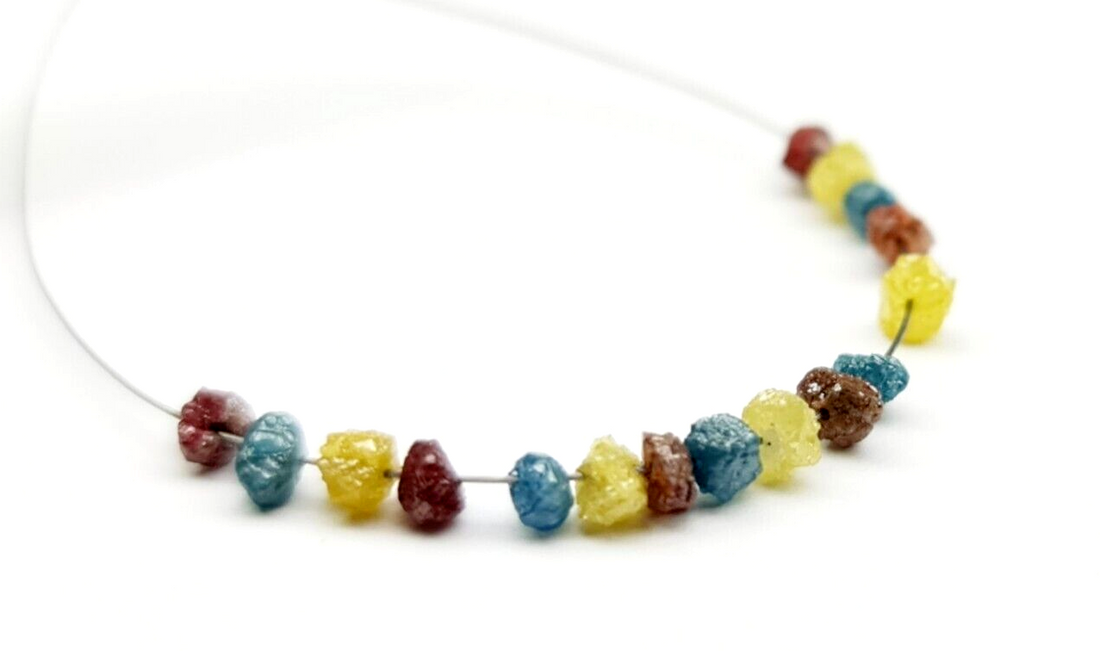 5.00 Ct Lot 1.50-2.50 MM Natural Red Yellow Blue Color Raw Rough Loose Diamond Beads with Drilled Hole