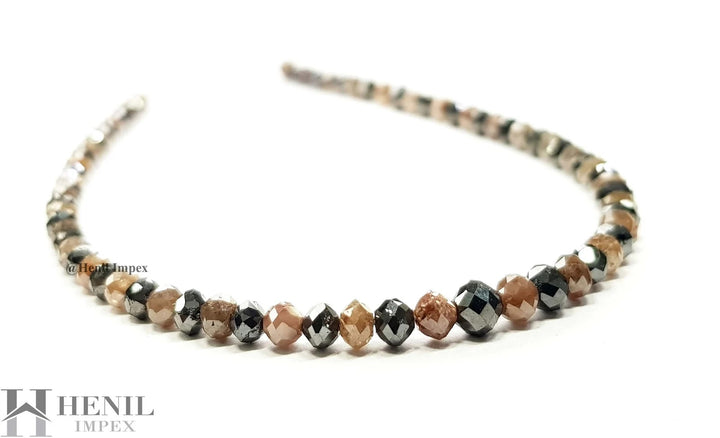 15 Ct Fancy Red Black Color Round Polished Loose Diamond Beads 16" Strand .Silver Lock