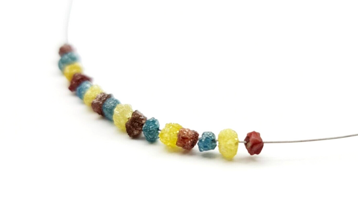 5.00 Ct Lot 1.50-2.50 MM Natural Red Yellow Blue Color Raw Rough Loose Diamond Beads with Drilled Hole