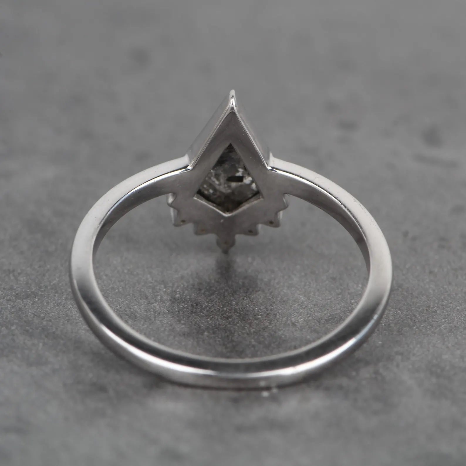 Salt and Pepper Diamond Ring, 14K White Gold Engagement Ring, Natural Kite Gray Diamond Ring, Gift for Her