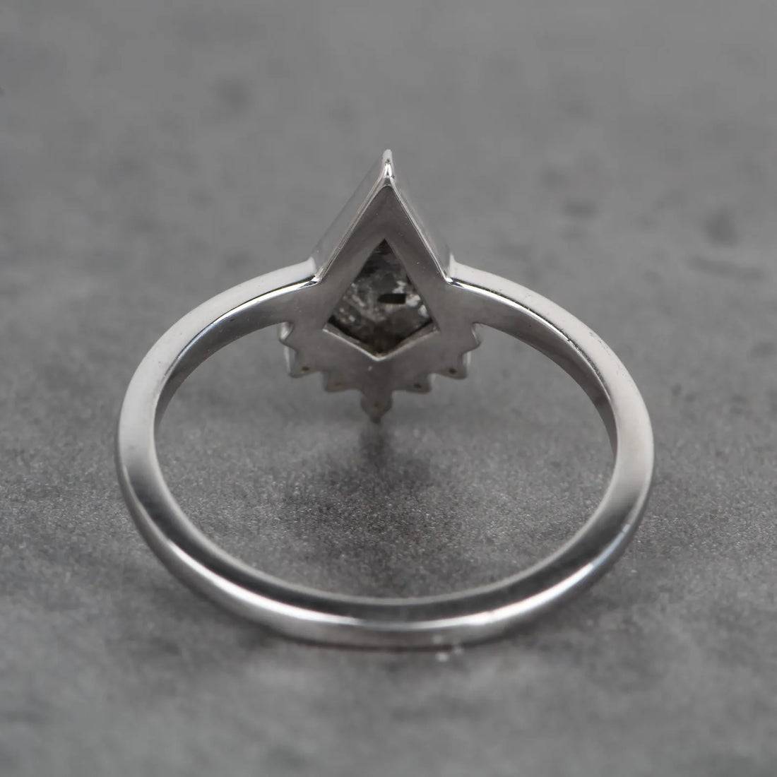 Salt and Pepper Diamond Ring, 14K White Gold Engagement Ring, Natural Kite Gray Diamond Ring, Gift for Her
