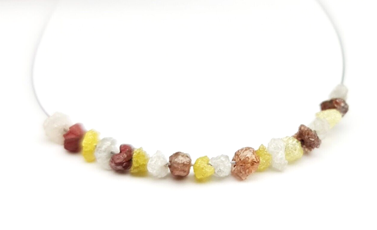 2.05 Ct Lot 1.50-2.50 MM Natural Red Yellow White Color Raw Rough Loose Diamond Beads with Drilled Hole