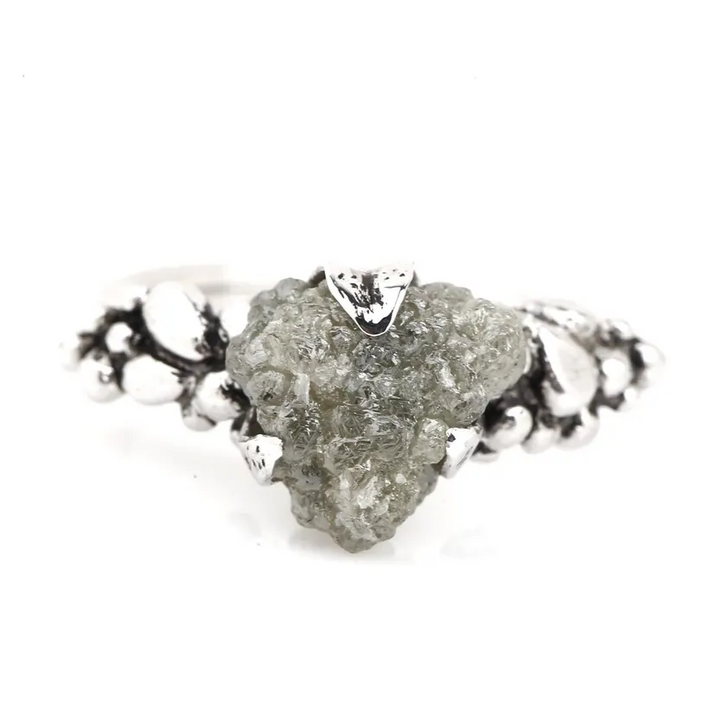 5.14 Ct Raw Triangle Diamond Ring, 14K Gold Engagement Ring, Natural Rough Gray Diamond Ring, Gift for Her