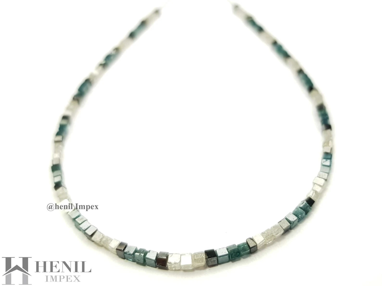 Natural Multi Color Cube Square Polished Loose Diamond Beads 7" Bracelet wt Silver Clasp
