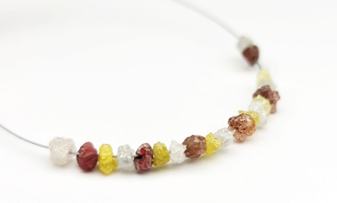 2.05 Ct Lot 1.50-2.50 MM Natural Red Yellow White Color Raw Rough Loose Diamond Beads with Drilled Hole
