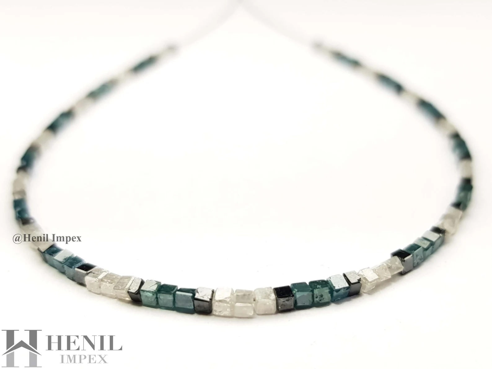 Natural Multi Color Cube Square Polished Loose Diamond Beads 7" Bracelet wt Silver Clasp