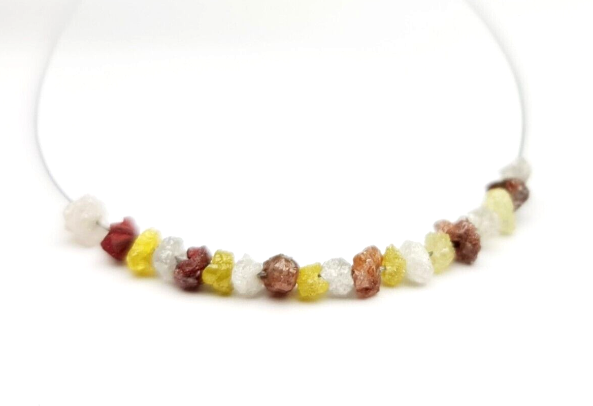 2.05 Ct Lot 1.50-2.50 MM Natural Red Yellow White Color Raw Rough Loose Diamond Beads with Drilled Hole