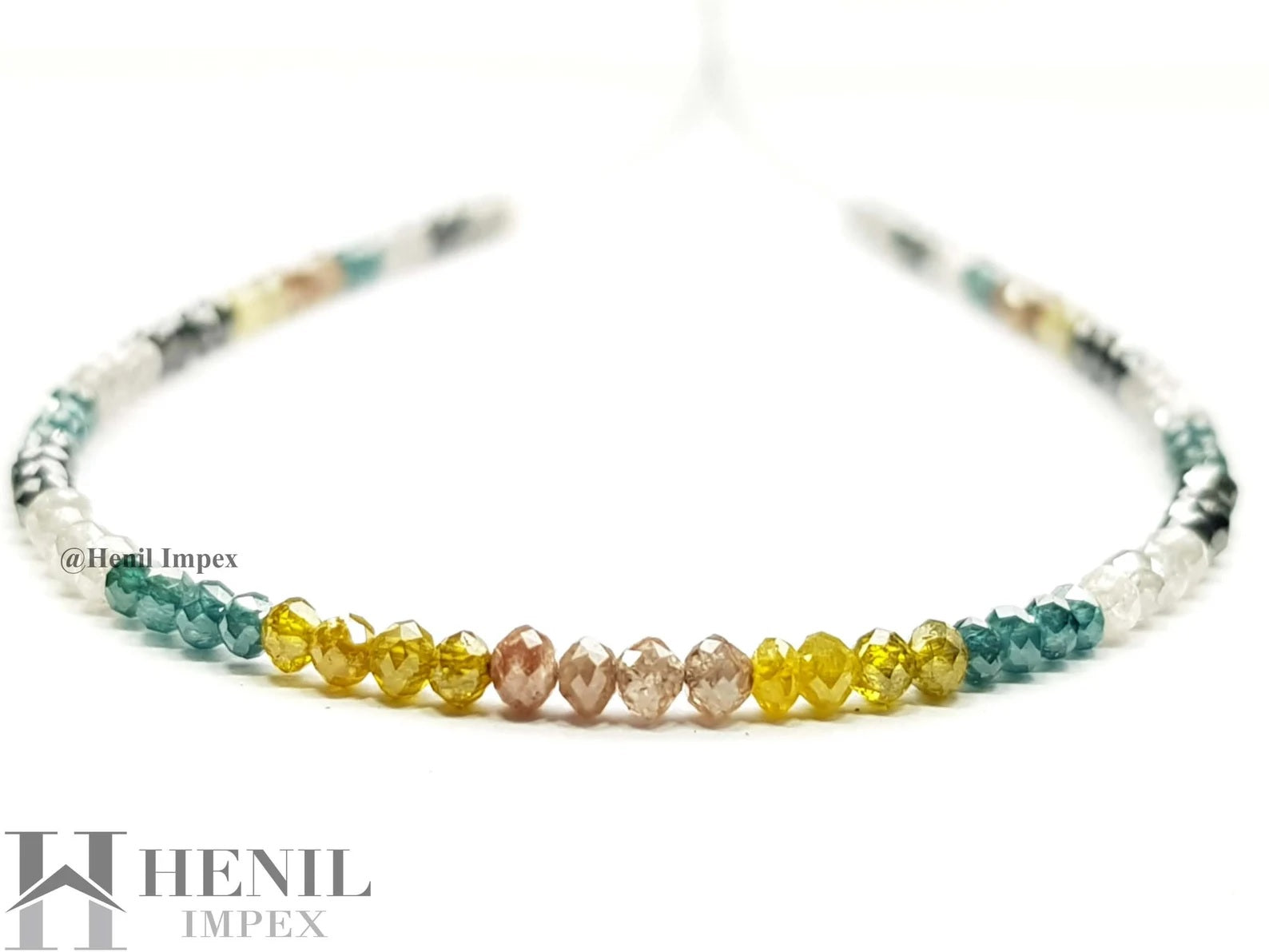 9.00 Ct Natural Multi Color Diamond Round Faceted Loose Diamond Beads 7" Bracelet With Silver Clasp