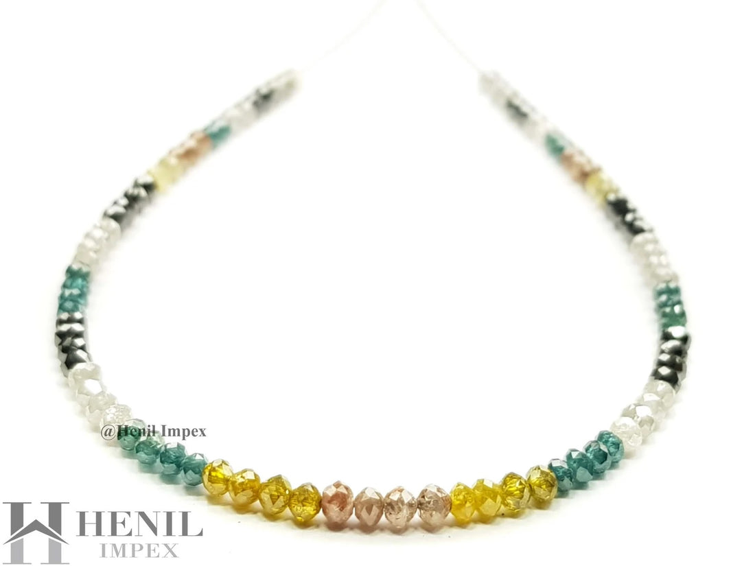 9.00 Ct Natural Multi Color Diamond Round Faceted Loose Diamond Beads 7" Bracelet With Silver Clasp