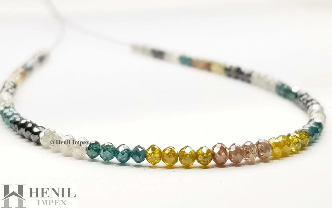9.00 Ct Natural Multi Color Diamond Round Faceted Loose Diamond Beads 7" Bracelet With Silver Clasp