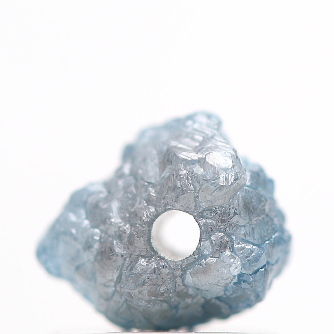 0.85 Carat Fancy Blue Color Rough Diamond Beads with 1 MM Drilled Hole