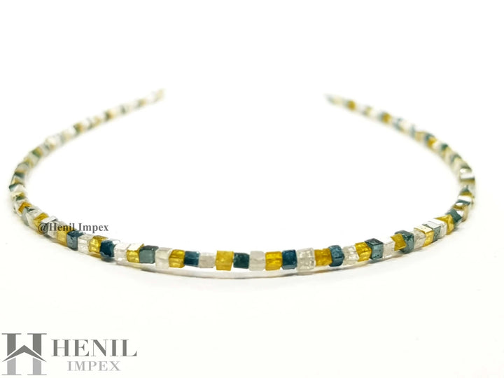 15.00 Ct Natural Multi Color Cube Polished Loose Diamond Beads 16" Strand Necklace wt Silver Clasp