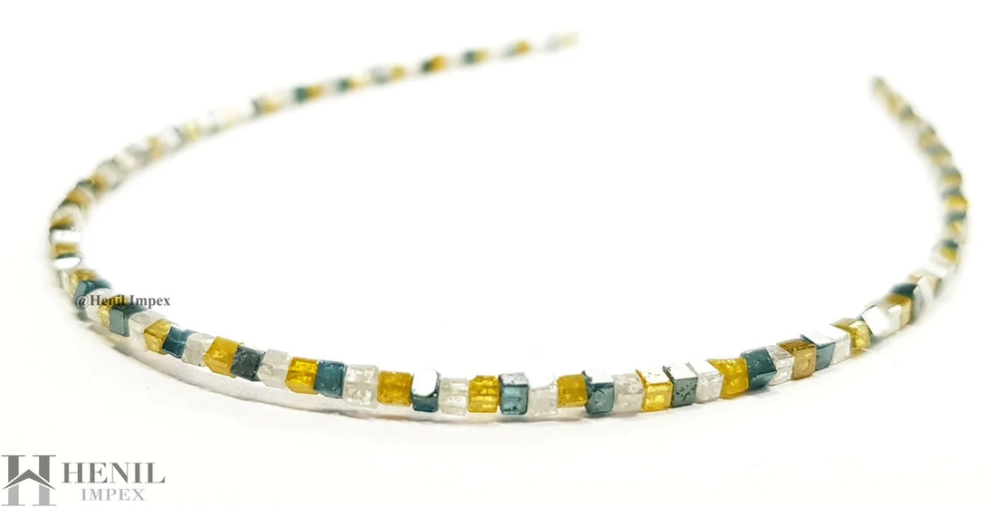15.00 Ct Natural Multi Color Cube Polished Loose Diamond Beads 16" Strand Necklace wt Silver Clasp