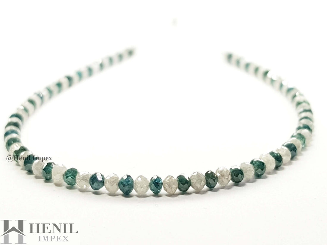 9.02 Ct Natural White Blue Color Round Polished Loose Diamond Beads 7" Bracelet wt Silver Clasp