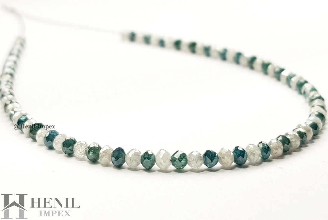 9.02 Ct Natural White Blue Color Round Polished Loose Diamond Beads 7" Bracelet wt Silver Clasp