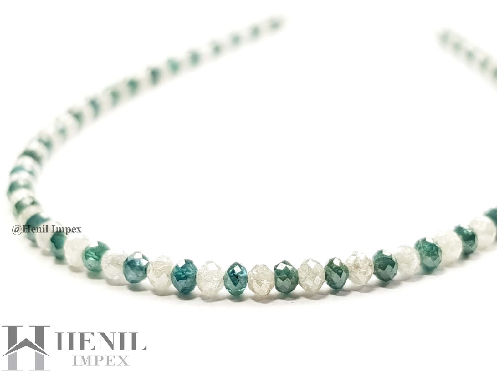 9.02 Ct Natural White Blue Color Round Polished Loose Diamond Beads 7" Bracelet wt Silver Clasp