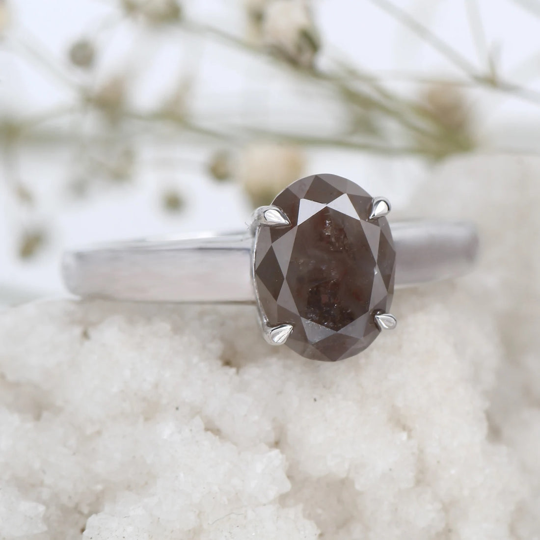 2.54 Ct Rustic Diamond Ring, 14K Gold Anniversary Ring, Natural Oval Diamond Engagement Ring, Gift for Her