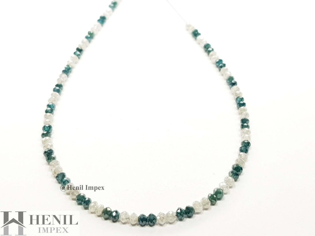 9.04 Carat Natural White Blue Color Round Polished Loose Diamond Beads 7" Bracelet Silver Clasp