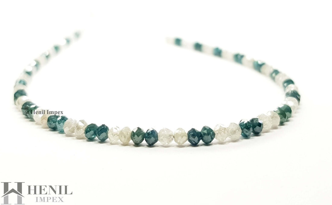 9.04 Carat Natural White Blue Color Round Polished Loose Diamond Beads 7" Bracelet Silver Clasp